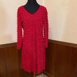Sunny Leigh Red Ruffled Tiered Dress. Size small.